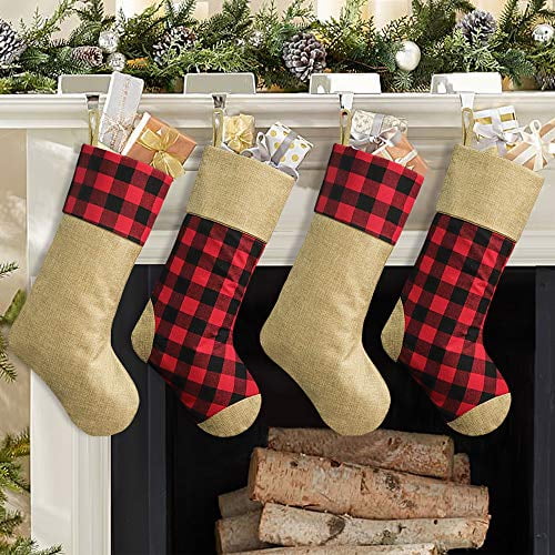 3pcs Stocking Hangers Chandy Red Buffalo Plaid Christmas Stocking Jute Cuff 3pcs Stockings 3pcs Stocking Hangers Chandy Red Buffalo Plaid Christmas Stocking Jute Cuff 3pcs Stockings